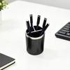 Xiaobudian Pen Holder, Cylindrical Design Pencil Holder with Silver Edge Decoration, 3-Compartment Desktop Organizer for Pens Paper Clips Makeup