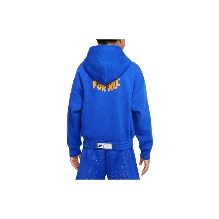 Nike Culture Of Basketball Logo Print Hooded Loose Jacket Kids jackets Blue DQ8802-480