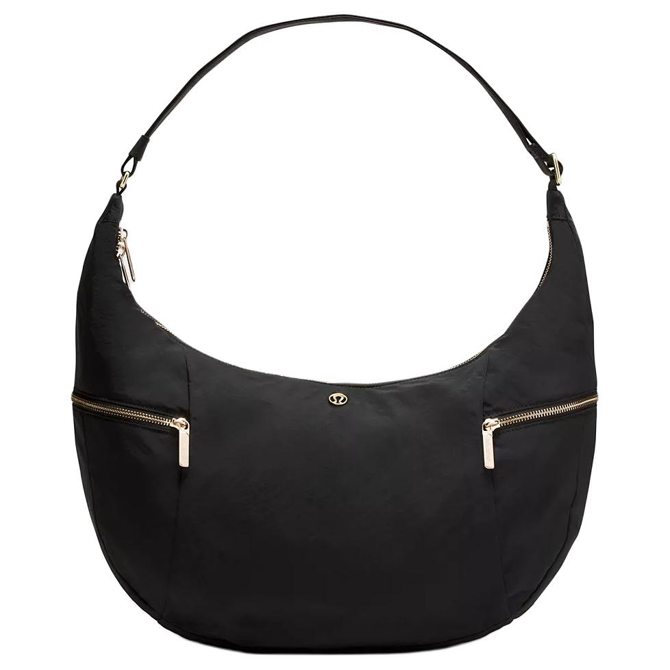 Lululemon 13L Large Capacity Fashion Nylon Shoulder Bag Women bags Black Gold LU9DEYS-03385 Black & Gold/BLK/GOLD