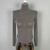 Korean Sexy Bust-Enhancing High Neck Slimming Long Sleeve T-shirt for Women