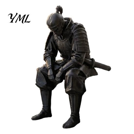 Unique Resin Sculptures for Table 3D Printed Contemplative Warrior Figurine, Seated Edge Sitting Statue, Zen Style Room Decorations Desktop