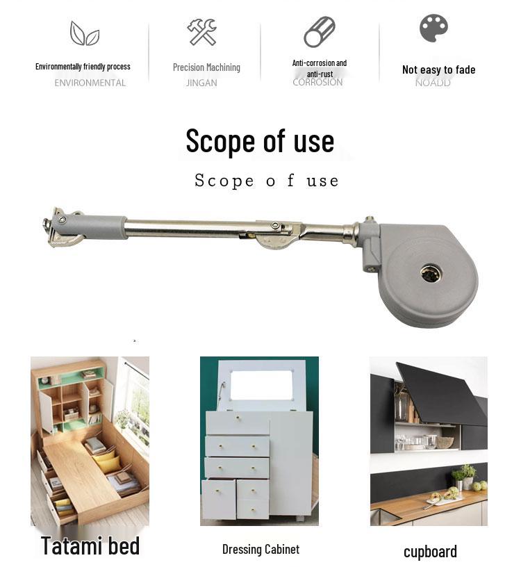 Tatami Dressing Table Hydraulic Gas Spring with Telescopic Flip-up/Flip-down Doors and Damping Buffer.