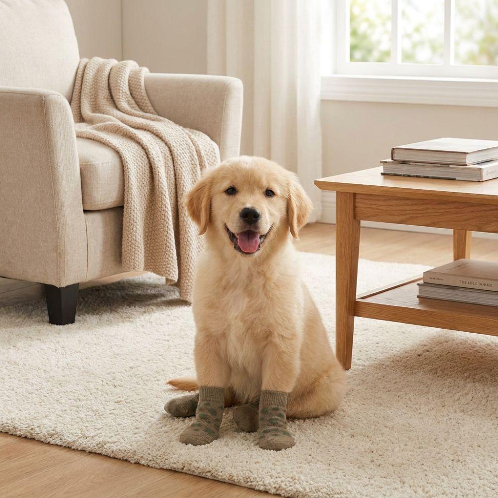 4PCS Wear Resistant Dog Anti-slip Socks Elastic Pet Floor Socks Pet Footwear  for Dogs Cats