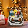 LED Christmas House Village House With Train LED Light Music Building Figurine Home Tabletop Decor Holiday Display
