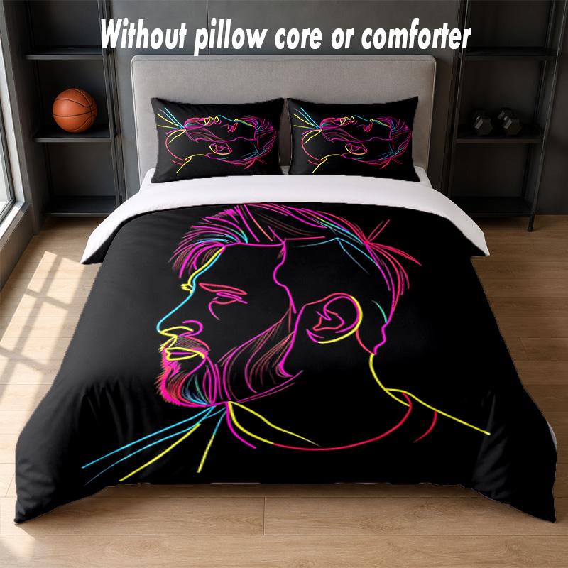 Set Biancheria da Letto Design Lionel Messi 1 Copripiumino + 2 Federe Morbido Traspirante Biancheria da Letto per la Casa