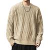 Men's Heavyweight Cable Knit Sweater - Warm, Trendy, Casual, and Versatile Round Neck Knitwear