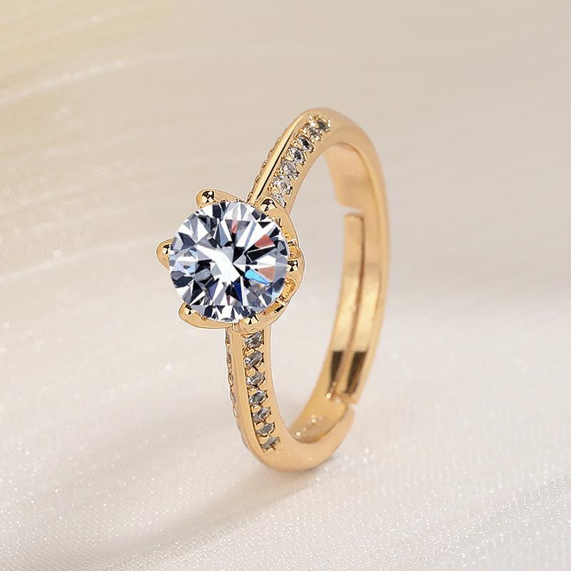 925 Sterling Silver Ring Hot AAA Zircon Adjustable Size Engagement Rings for Women Wedding Ring Party Fashion Nice Jewelry Gift