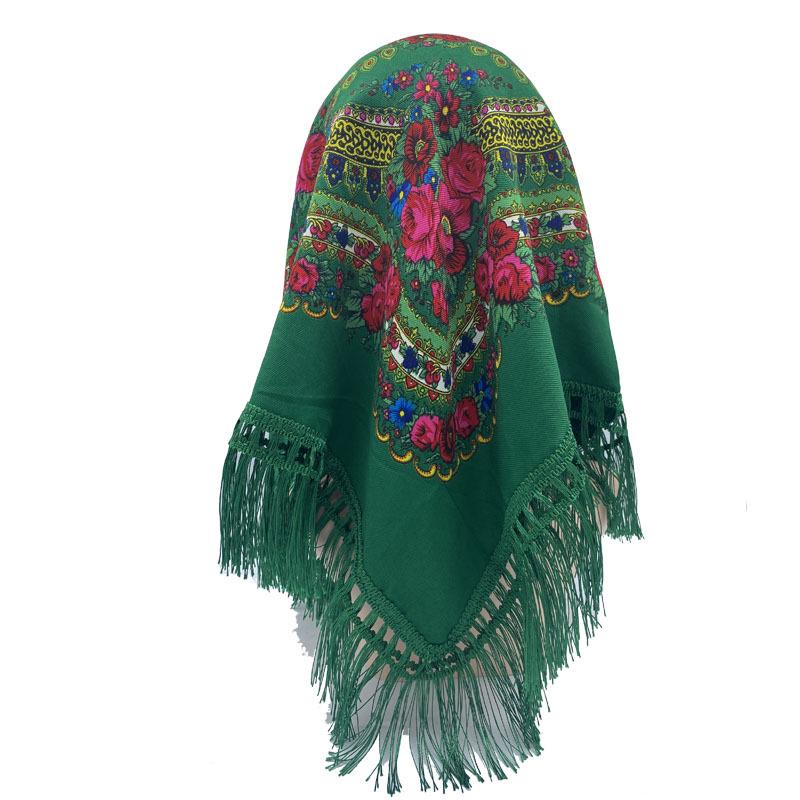 Xinjiang Print Tassel Shawl: Ethnic Floral Scarf for Dust and Sun Protection