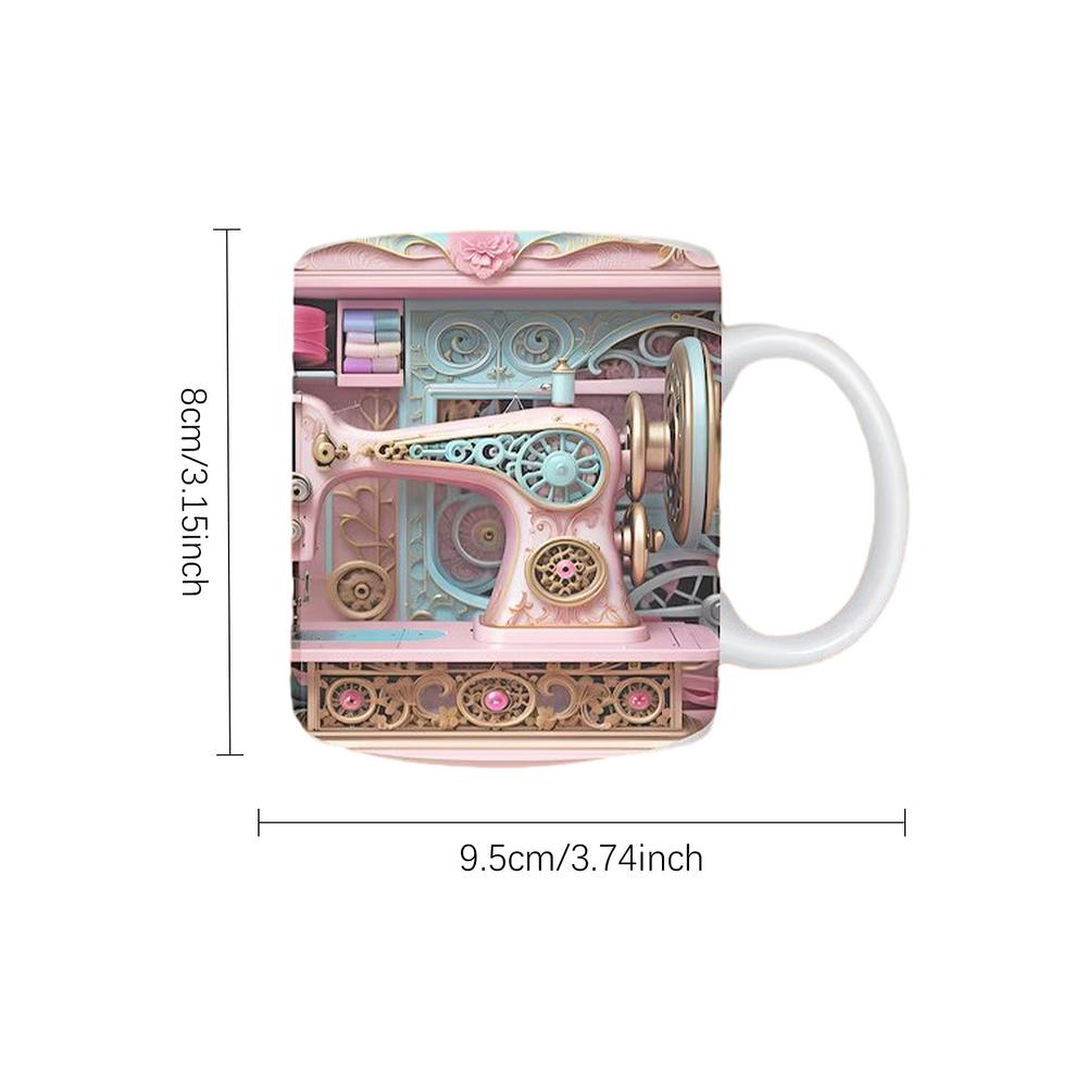 

3D Sewing Mug Sewing Machine Themed Mug 3DFunny Unique Microwave Safe Coffee Mug For Quilters Moms Sisters Grandmothers Aunts 350ml