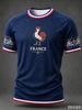 Herren V-Ausschnitt Fußballtrikot T-Shirt Französische Farbthema Verzierungsdruck Mode Kurzarm T-Shirt Lässig Täglich Straße Sportlich Locker Sitzende Herren Oberteile