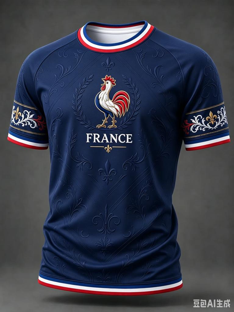 Herren V-Ausschnitt Fußballtrikot T-Shirt Französische Farbthema Verzierungsdruck Mode Kurzarm T-Shirt Lässig Täglich Straße Sportlich Locker Sitzende Herren Oberteile