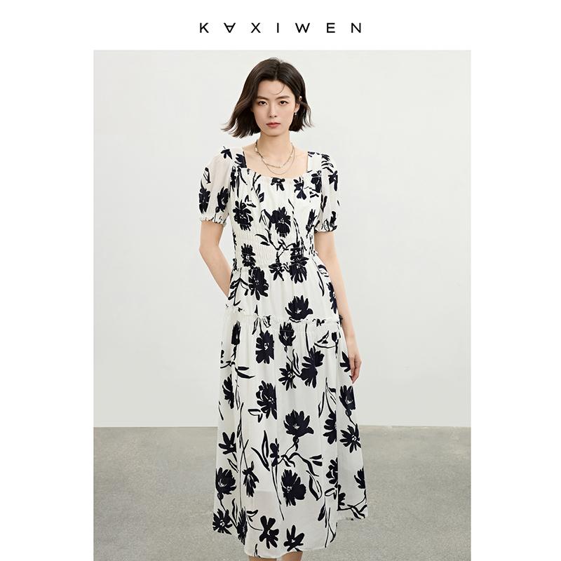 Printed drawstring dress