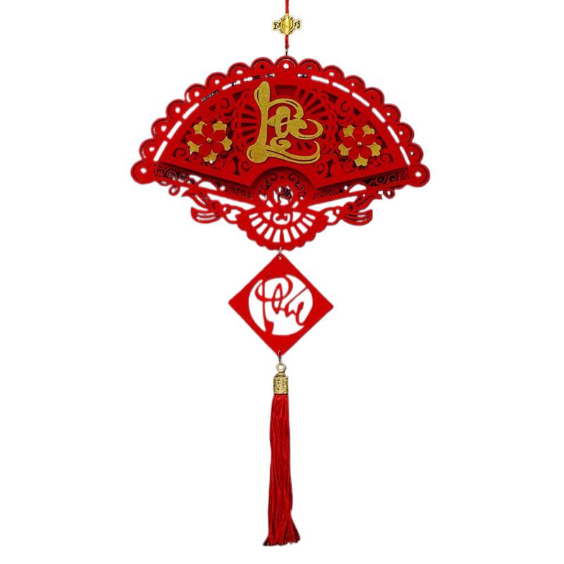 

1pc Fan Shape Lunar New Year Tassel Pendant Lucky Ornaments Vietnamese Festival Decorations Tet Ornament 78*45cm золотой/красный