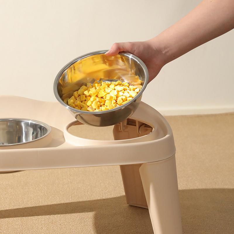 Elevated Dog Feeder Dogs Bowls Foldable Raised Stand with Double Stainless Steel Food Water Bowls for Small Medium Large Dogs