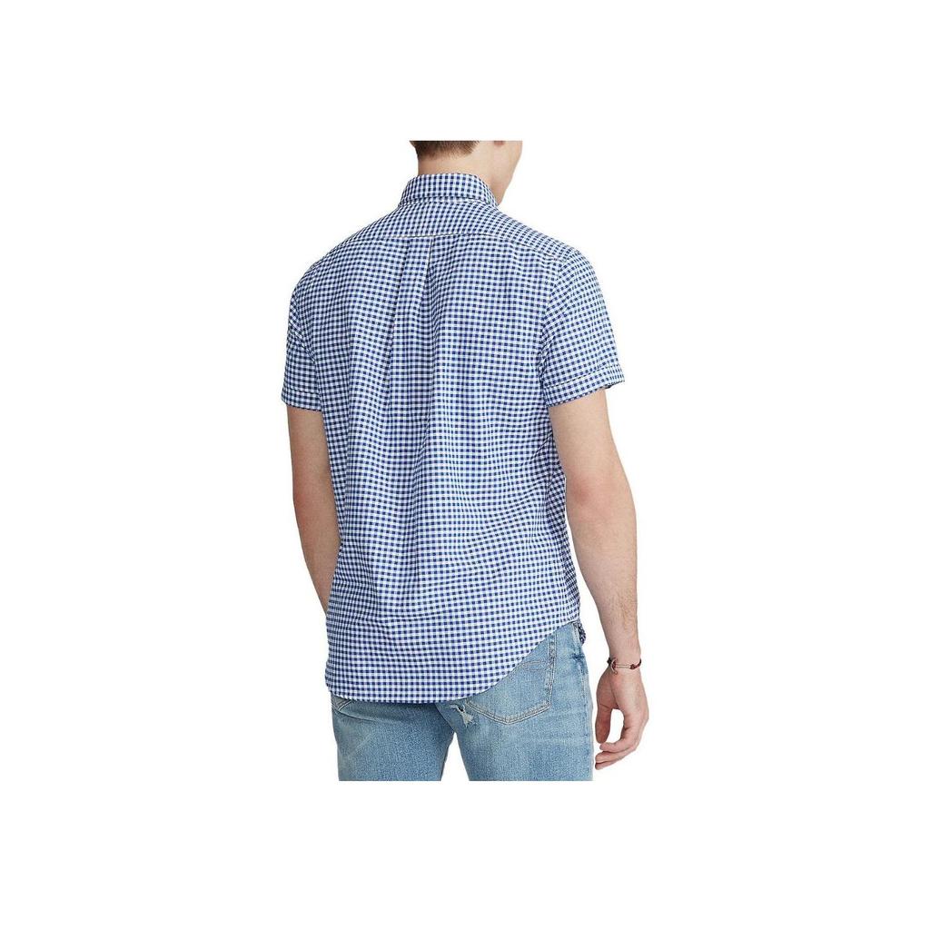 Polo Ralph Lauren Ss23 Check Logo Embroidered Single-Breasted Short Sleeve Shirt Men Shirts Blue 710802652-005