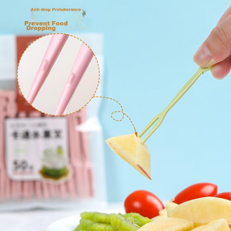 Fangcaodi Cartoon Fruit Forks, 100 Pieces, Thickened Fruit Picks for Cake, Mid-Autumn Festival Mooncake Dessert Forks, Sweet Dish Picks, 9.5cm