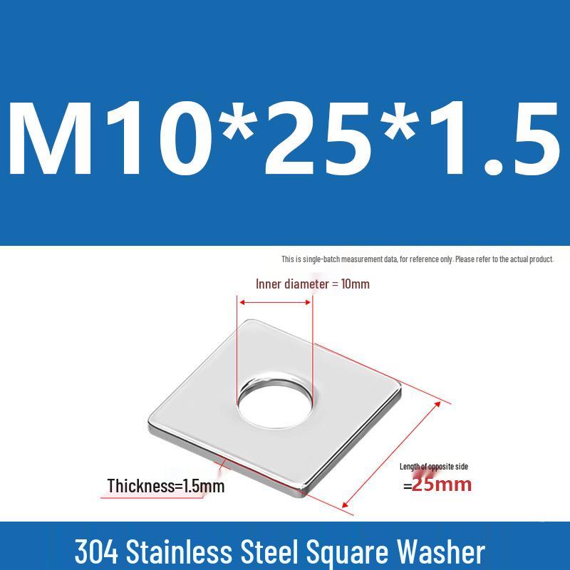 304 Stainless Steel Thickened Square Washer for Curtain Wall (M4-M16)