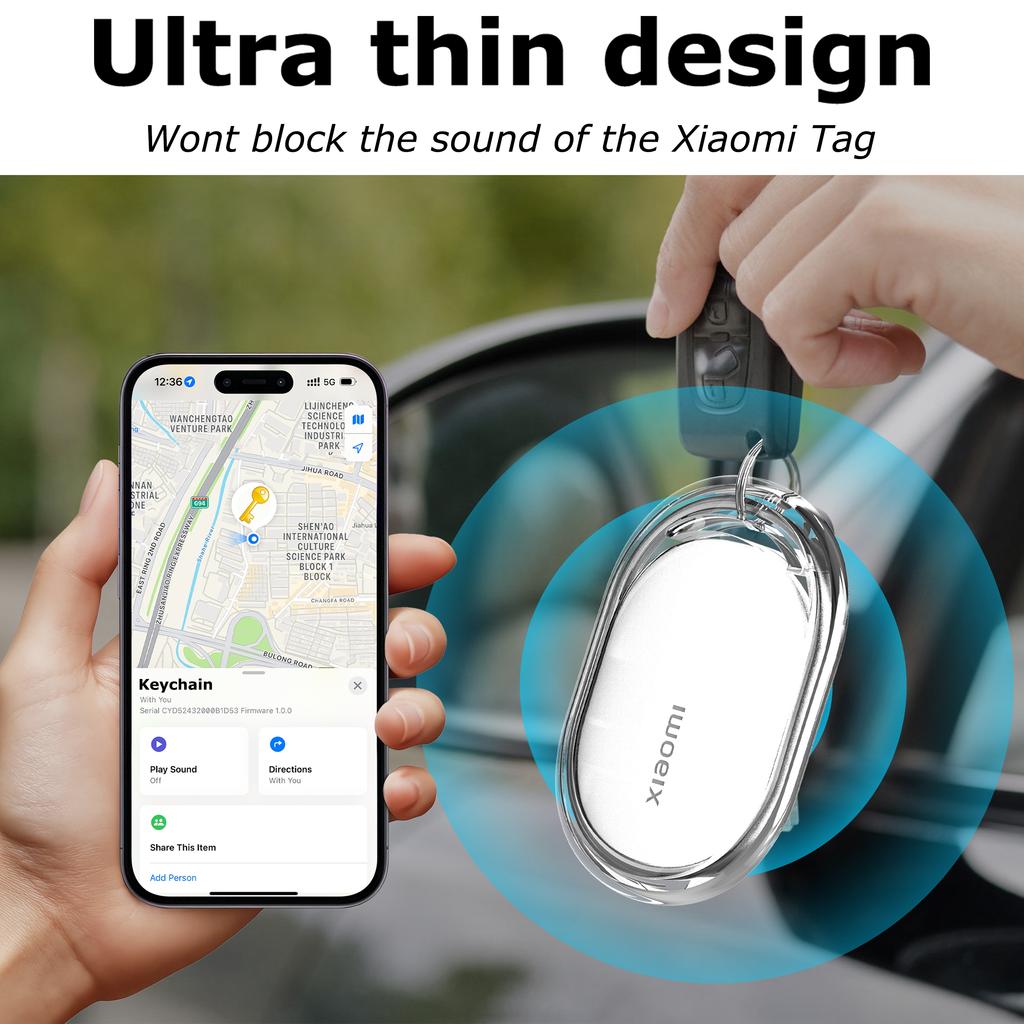 4Pack Waterproof TPU Case For Xiaomi Tag, Full Body Holder Keychain, Anti-Scratch Cover for Xiaomi Tag, Luggage, Pet Collar, Car Key