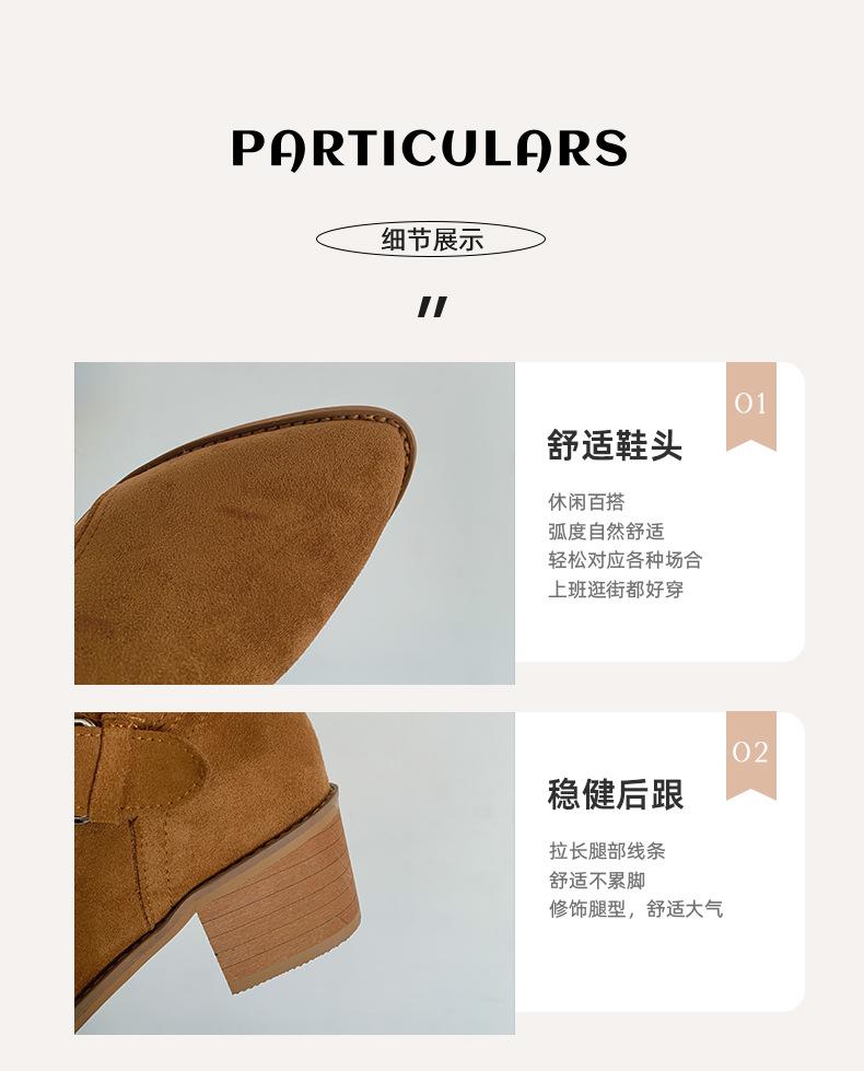 Retro brown British thick heel boots children's medium boots 2025 new autumn skirt height-increasing and thin knight boots