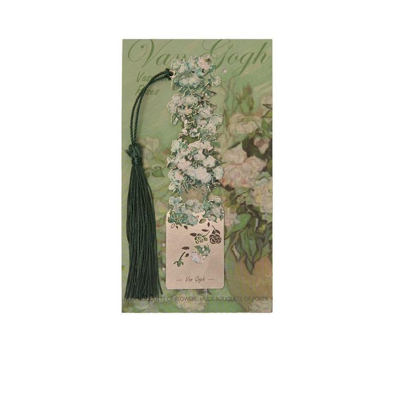 Oil Painting Style Vintage Famous Paintings Metal Bookmarks Tassel Pendant Book Lovers Collection Reading Marker Book Clip Gift