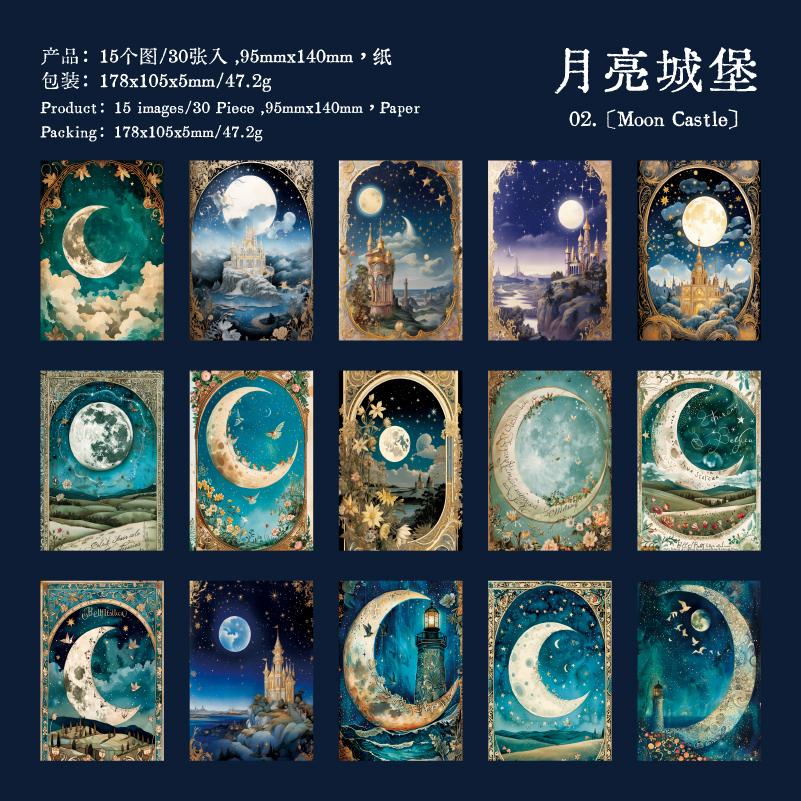

30pcs Let the Moon Fall Series Creative Aesthetic Decorative Background Paper Art Handbook DIY Scrapbooking Material Craft Paper