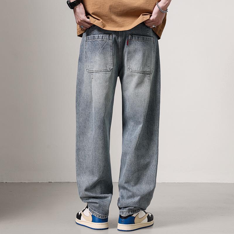 Jeans Men's Straight Pants Summer Ripped Personalized Jeans Men's Summer Thin Breathable Loose Straight Pants