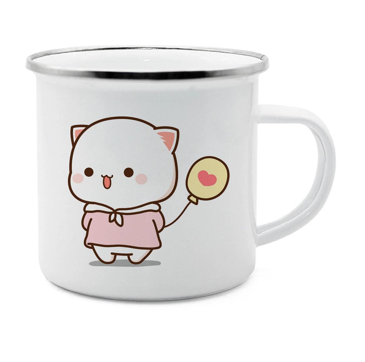 

Original Coffee Cup Cat Enamel Coffee Mug Unusual Mugs Funny Cups Cup for Tea Drinkware Personalized Beer Travel Cute Christmas Enamel Cup