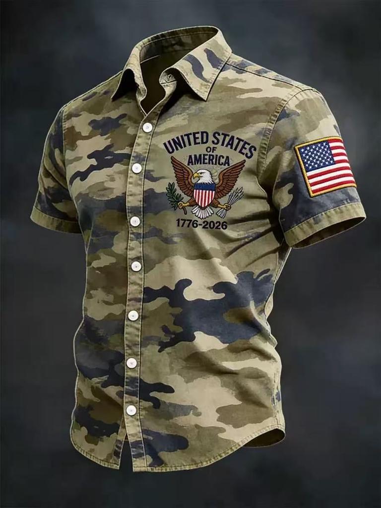 2026 New Men's American Flag 3D Printed Polo Shirt Summer Casual Short Sleeve Lapel Trend Sports