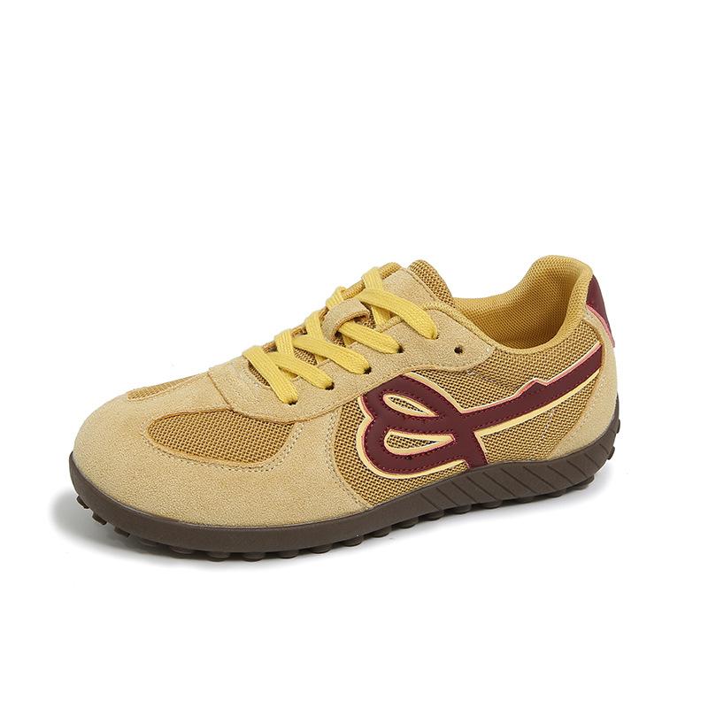 

[Fanfna] Ретро классические красные немецкие тренировочные туфли кожаные с круглым носком на шнуровке на платформе повседневные спортивные туфли Forrest Gump женские 40 жёлтый