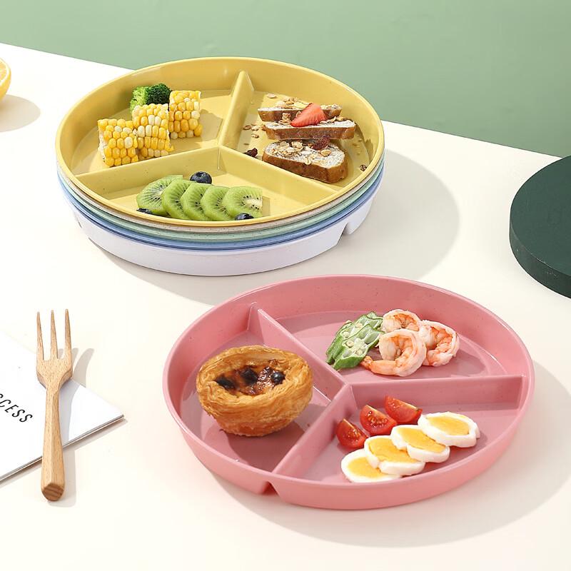 ZISIZ Deep Round Divided Plastic Dinner Plate Set