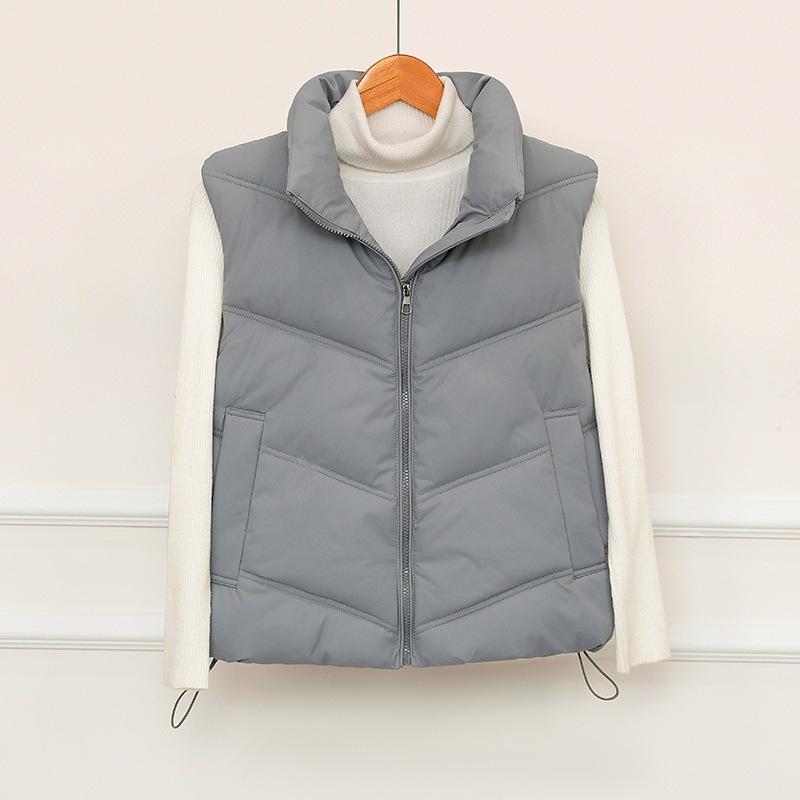 Women's Cotton Clothes Vest New Stand-up Collar Sleeveless Small Short Vest Pressed Rubber Vest
