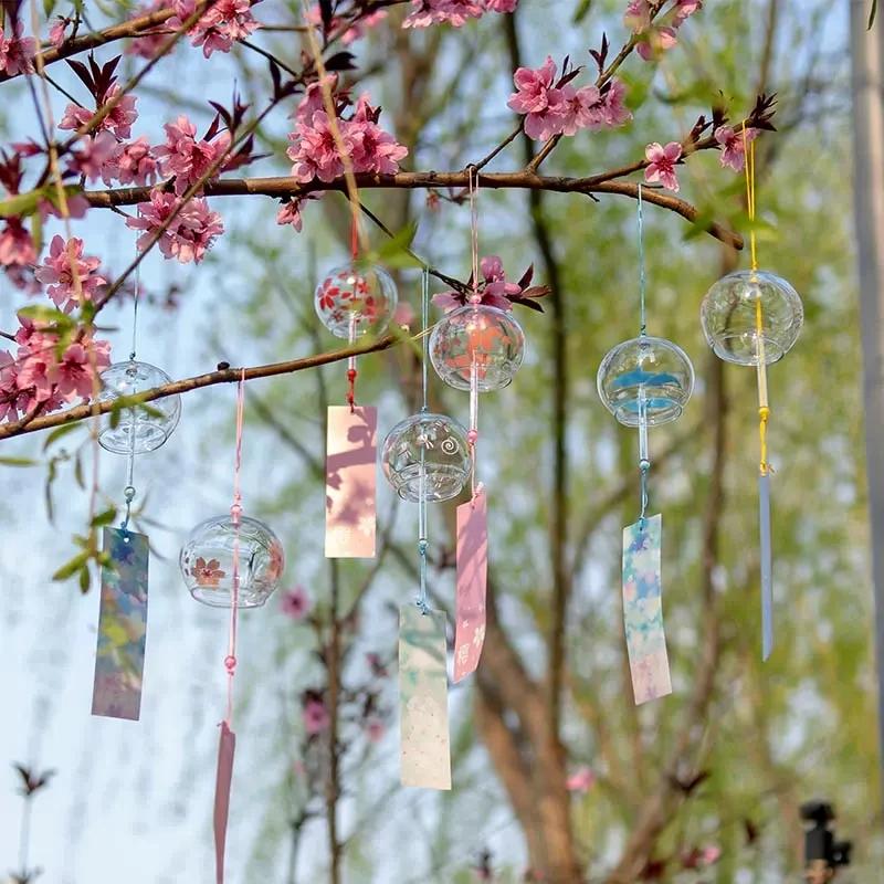 Japanese Wind Chimes Glass Wind Bell Window Hanging Wind Music Garden Hanging Pendants Outdoor Decoration Room Decor