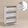 Shoe Cabinet 24 Pairs Narrow Shoe Cupboard With 3 Flip Drawers Adjustable Shelves White