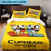 3PCS Cup-head And Mugman Adventure 3pcs Bedding,Including 3PCS Duvet Cover And 2pcs Pillowcases Perfect for Christmas,Ideal for Bedroom, Dormitory