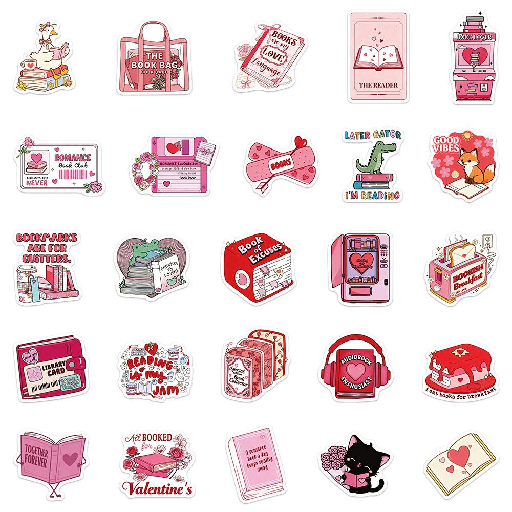 10/30/50pcs Kawaii Cartoon Pink Bookish Stickers Valentine's Day Decoration Decals Suitcase Phone Water Bottle Cute Sticker Gift