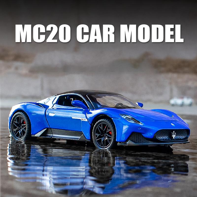 Maßstab 1/32 Maserati MC20 Coupe Legierung Sportwagen Diecast Metallmodell Sound & Licht Rückziehmotor Spielzeug Computer Schreibtisch Ornamente Kindergeschenk
