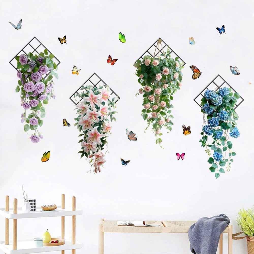 Flower & Butterfly Wall Sticker Multicolor Beautifual Decals  Background Wall