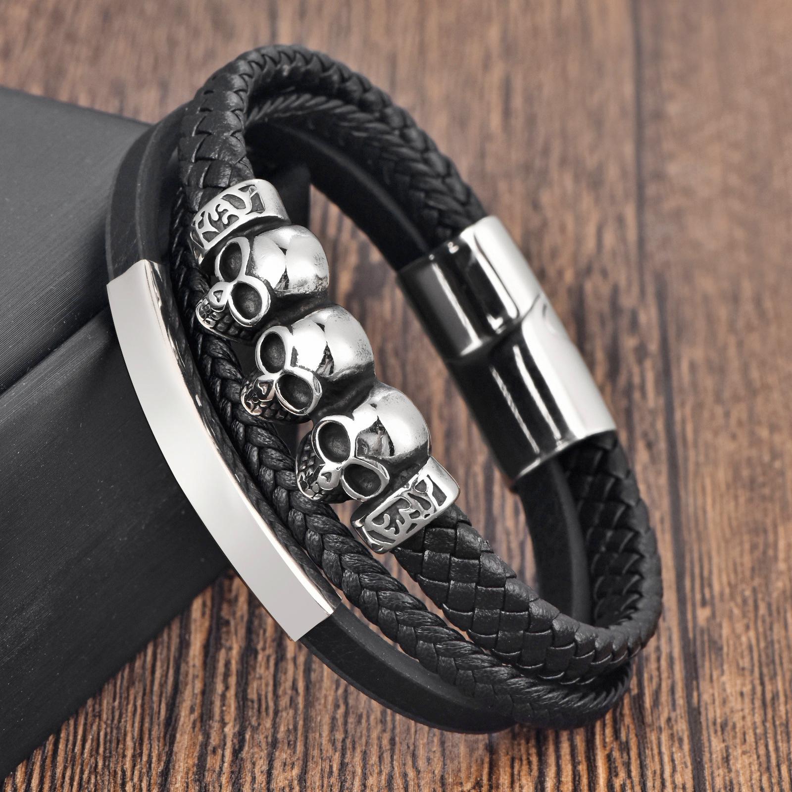 Leather Rope Cowhide Men s, Genuine Leather Woven Bracelet Handmade, Leather Bracelet 2026 21CM