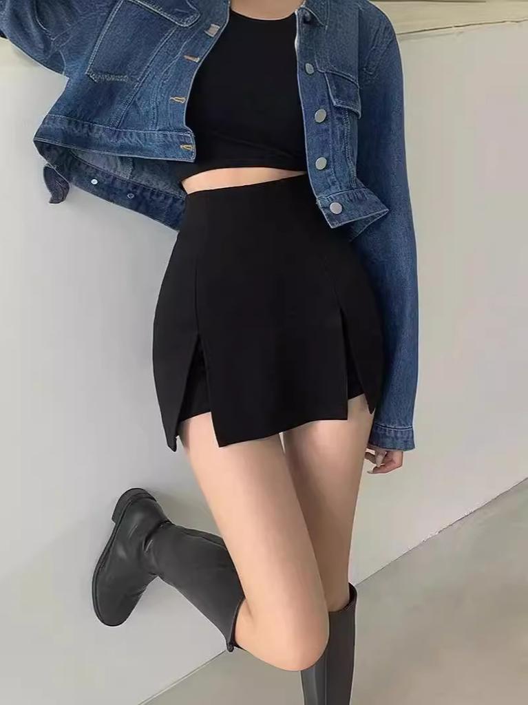 Half-length culottes female royal sister wind high waist hip-wrapped split A-shaped skirt summer hot girls sexy casual hot pants