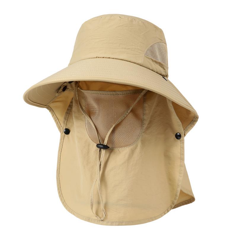 Summer Outdoor Waterproof Breathable Fishing Hat Sun Hat Sunscreen Face Mask Removable Mask Big Eaves Neck Bucket Hat