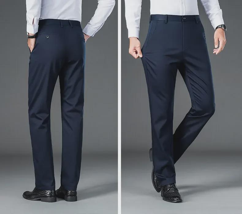 Men's Bamboo Fiber Elastic Business Casual Anti-Wrinkle Straight Pants