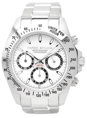Reloj Cronógrafo Daniel Muller Todo Acero Inoxidable Blanco para Hombre DM-2003WH