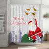 TU Christmas Santa Claus Shower Curtain Festive Holiday Bathroom Decor Reindeer Pattern Waterproof Holiday Home Xmas Decoration