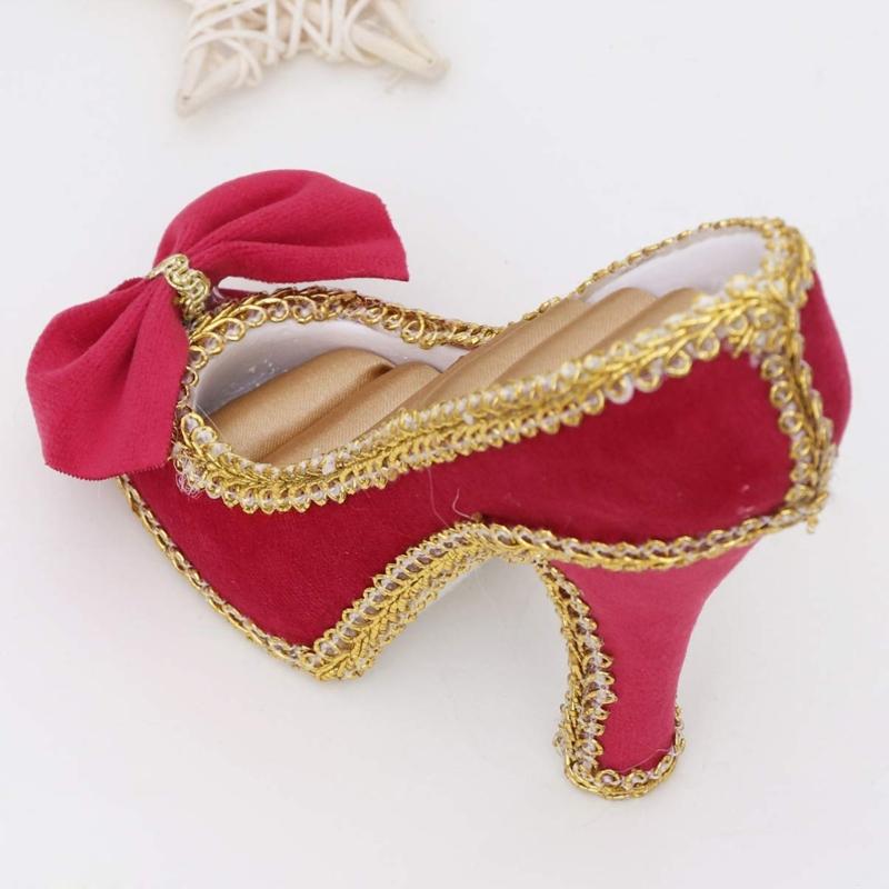 Sparkling Shoe Shape Jewelry Holder Stand with Multiple Storage Compartments Suitable for Earrings Rings and Necklaces