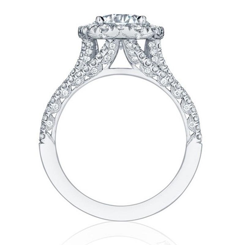 Anello Pieno di Diamanti Gioielli Zircone Matrimonio Semplice Argento Gioiello da Mano Donne