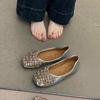 Crystal full diamond flat-soled single shoes inner height increase women's shoes summer high-end commuting ladyshoes