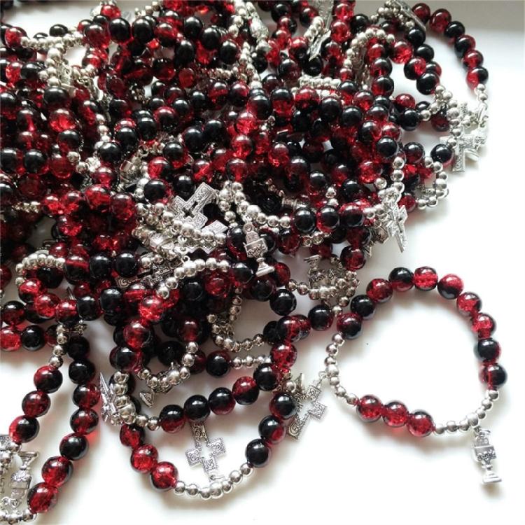 Adjustable Crosses Charm Beads Bracelets Fashionable Religious Jewelry for Men and Women