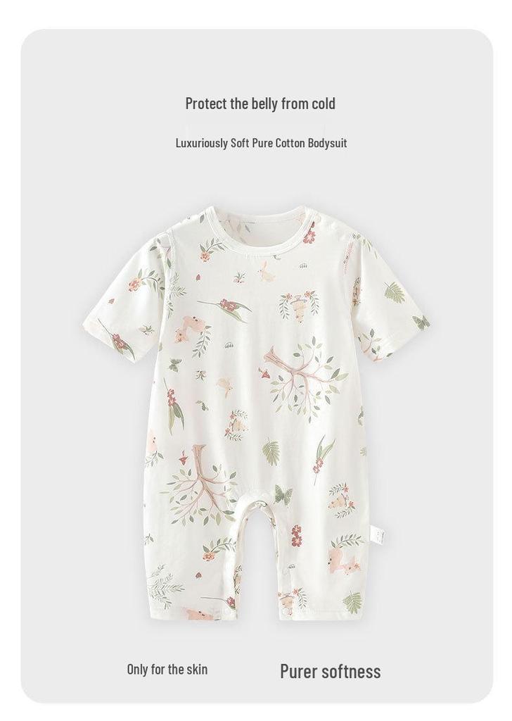Summer Seven-Sleeve Cotton Romper for Newborns - Cute, Light Pullover