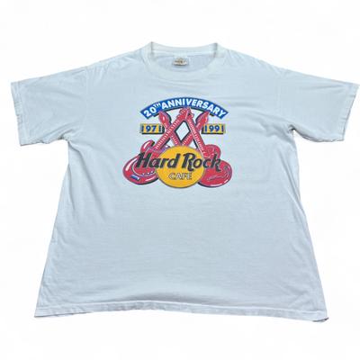 Vintage 90s Hard Rock Cafe T Shirt Adult Size XL White Single Stitch Guitar Logo