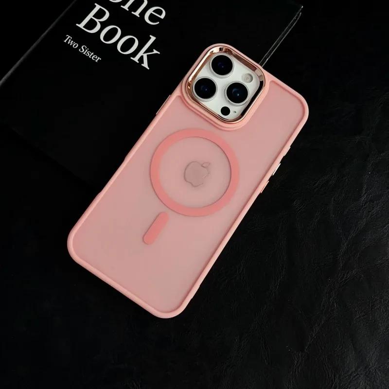 Magnetické Luxusní Matné Průsvitné Pancéřové Nárazuvzdorné Pouzdro Pro iPhone 15 16 14 13 11 12 Pro Max Plus Kryt s Magsafe Bezdrátovým Nabíjením